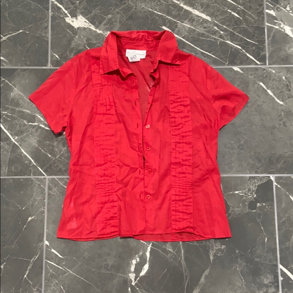 Red Button Down top